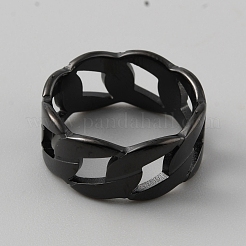 201 Stainless Steel Chains Hollow Finger Ring for Men&nbsp;RJEW-WH0011-15A