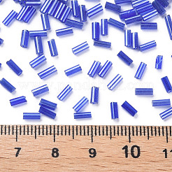 Transparent Colours Luster Glass Bugle Beads&nbsp;SEED-N005-001-A02