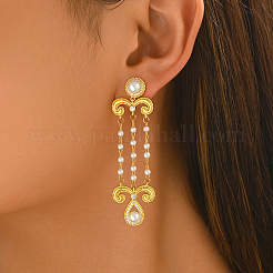 Layered Tassel Brass Pave Cubic Zirconia Stud Earrings for Women&nbsp;MV3565