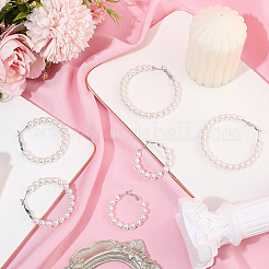 6 Pairs 3 Styles Plastic Imitation Pearl Beaded Hoop Earrings&nbsp;EJEW-SP0001-20P