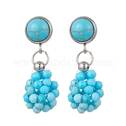 Synthetic Turquoise Teardrop Dangle Stud Earrings&nbsp;EJEW-MZ00585