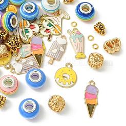 DIY Ice Cream Alloy Enamel & Rondelle Resin European Style Bracelet Making Kits&nbsp;DIY-FS0007-25