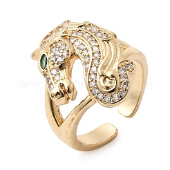 Brass Micro Pave Cubic Zirconia Cuff Open Rings for Women&nbsp;RJEW-F216-02G