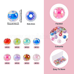 64Pcs 8 Colors UV Plating Transparent Acrylic European Beads&nbsp;OACR-TA0001-31