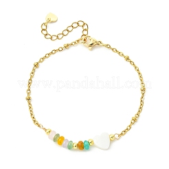 Dyed Natural White Jade & Freshwater Shell Beads Link Bracelets&nbsp;BJEW-JB13683