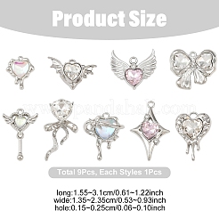 9Pcs 9 Styles Alloy Glass Pendants&nbsp;FIND-YW0009-22