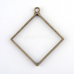 Rack Plating Alloy Rhombus Open Back Bezel Pendants&nbsp;LS-X-PALLOY-S047-22F-FF