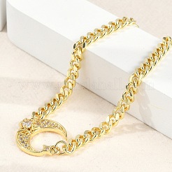 Brass Micro Pave Clear Cubic Zirconia Charm Bracelets&nbsp;BJEW-M050-01G-02