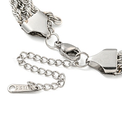 Non-Tarnish 304 Stainless Steel 3-Strand Rope Chain Bracelets for Women&nbsp;BJEW-G707-02P