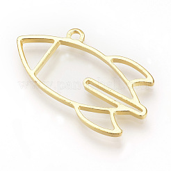 Rack Plating Alloy Open Back Bezel Pendants&nbsp;PALLOY-R099-06G-FF