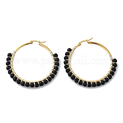 Beaded Hoop Earrings&nbsp;EJEW-JE03830-04