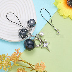 Alloy Star Dice & Resin No.8 Billiard Mobile Straps&nbsp;HJEW-SW00275