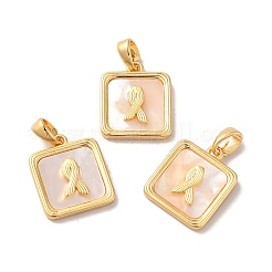Natural Shell Square Charms&nbsp;KK-M243-36G