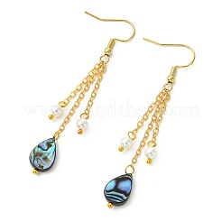 Shell Pearl & Abalone Shell/Paua Shell Dangle Earrings for Women&nbsp;EJEW-JE07328-01