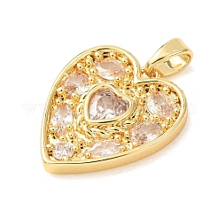 Valentine's Day Brass Pave Clear Cubic Zirconia Pendants&nbsp;CU-H001-01G