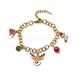 Christmas Theme 304 Stainless Steel Charm Bracelets for Women&nbsp;BJEW-Z142-04G