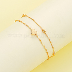 Heart Alloy & Plastic Imitation Pearls Round Beaded Necklaces & Double Layer Bracelets Sets&nbsp;FS-WGC2DB5-01