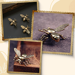 4Pcs Alloy Bees Display Decorations&nbsp;DJEW-SP0001-36