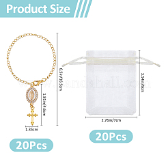 20Pcs Cross & Oval Virgin Mary 304 Stainless Steel Rhinestone & Enamel Pendant Decoration&nbsp;HJEW-FH0001-89