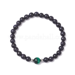 4Pcs Dyed & Heated Natural Tiger Eye & Synthetic Blue Goldstone Beads Stretch Bracelets&nbsp;BJEW-JB12618