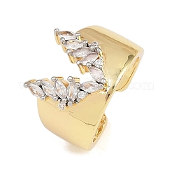 Brass Micro Pave Cubic Zirconia Cuff Rings&nbsp;RJEW-D333-04B-G