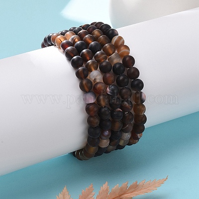 Natural Banded Agate/Striped Agate Bead Stretch Bracelets&nbsp;BJEW-K212-A-003-1