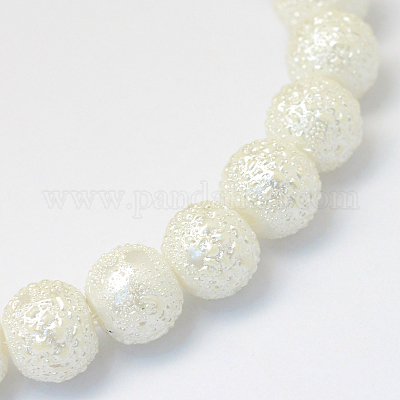 Baking Painted Textured Glass Pearl Bead Strands&nbsp;X-HY-Q002-6mm-01-1