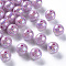 Opaque Acrylic Beads, AB Color Plated, Round, Violet, 12x11mm, Hole: 2.5mm