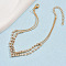 Letter V Alloy Rhinestone Multi-strand Anklets, Golden, 7-1/2 inch(190mm)