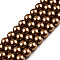 Baking Paint Glass Pearl Bead Strands, Pearlized, Round, Saddle Brown, 3~4mm, Hole: 0.5mm, about 195pcs/strand, 23.6 inch