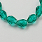 Glass Beads Strands, Faceted, teardrop, Teal, 15x10mm, Hole: 2mm, about 48pcs/strand, 27.56 inch(70cm)