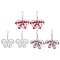Butterfly Brass Dangle Earrings, with Glass Beads, Silver, Mixed Color, 45x40mm