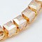 Electorplated Glass Beads, Rainbow Plated, Faceted, Cube, Orange, 9x9x9mm, Hole: 1mm