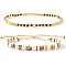 Glass Beaded Stretch Bracelet Sets, with Slider Bracelets, Adjustable Stackable, Golden, Mixed Color, 6.50 inch(16.5cm) and 11.02 inch(28cm), 2pcs/set