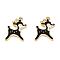 Alloy Enamel Pendants, Deer, Light Gold, Black, 21x14x3mm, Hole: 1.6mm