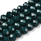 Opaque Solid Color Glass Beads Strands, Faceted, Rondelle, Dark Green, 6x5mm, Hole: 1mm, about 80~85pcs/strand, 38~40cm