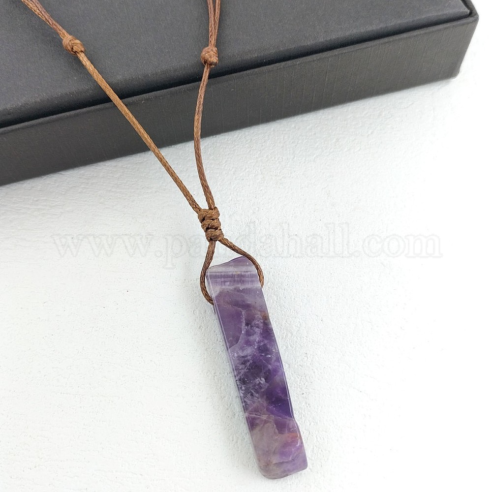 Wholesale Natural Amethyst Rectangle Pendant Necklaces - Pandahall.com