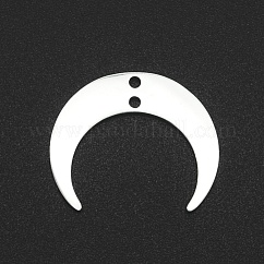 Non-Tarnish 201 Stainless Steel 2-Loop Link Pendants, Laser Cut, Crescent, Stainless Steel Color, 17x20x1mm, Hole: 1.4mm