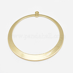 Brass Connector Charms, Cadmium Free & Nickel Free & Lead Free, Round Ring, Real 18K Gold Plated, 48x45x1mm, Hole: 1mm