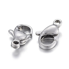 Tarnish Resistant 304 Stainless Steel Lobster Claw Clasps, Parrot Trigger Clasps, Stainless Steel Color, 12x7.5x3.5mm, Hole: 1.4mm