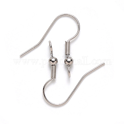 Tarnish Resistant 304 Stainless Steel Earring Hooks, Ear Wire, with Vertical Loop, Stainless Steel Color, 19~21x18mm, Hole: 2.5mm, 21 Gauge, Pin: 0.7mm