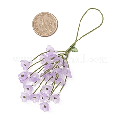 3Pcs Glass Flower Tassel Pendant Decorations&nbsp;HJEW-TA00420