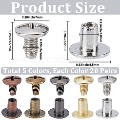 100Pairs 5 Colors Alloy Rivet Screw&nbsp;FIND-GF0009-53