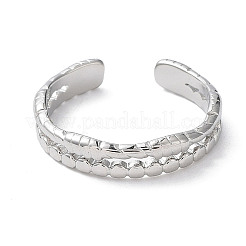 Non-Tarnish 304 Stainless Steel Double Line Open Cuff Rings&nbsp;LS-RJEW-D006-06P