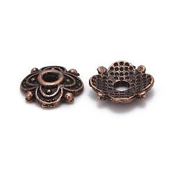 4-Petal Tibetan Style Alloy Flower Bead Caps&nbsp;TIBE-S222-R-NR