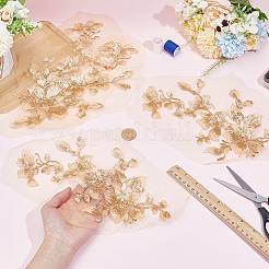 Flower Polyester Embroidery Sew on Appliques&nbsp;PATC-WH0020-32D