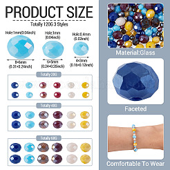120G 3 Styles Glass Beads Strands&nbsp;EGLA-TA0013-72