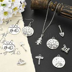 90Pcs 9 Styles Camping Theme Tibetan Style Alloy Pendants&nbsp;FIND-CJ0005-64