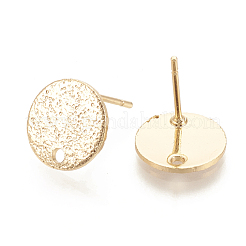 Hammered Brass Stud Earring Findings&nbsp;KK-S345-202G