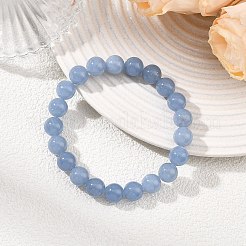 Natural Peru Angelite Round Beads Stretch Bracelets for Women Men&nbsp;BJEW-JB13863